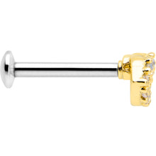 Load image into Gallery viewer, 16G 5/16 Clear CZ Gem Kissy Lips Golden Threadless Labret Tragus