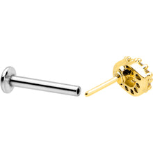 Load image into Gallery viewer, 16G 5/16 Clear CZ Gem Kissy Lips Golden Threadless Labret Tragus