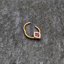 Load image into Gallery viewer, 16G 3/8 Clear Pink Gem Gold Tone Open Eye Hinged Segment Ring
