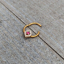 Load image into Gallery viewer, 16G 3/8 Clear Pink Gem Gold Tone Open Eye Hinged Segment Ring