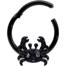 Load image into Gallery viewer, 16G 3/8 Purple Gem Black Chic Crab Hinged Segment Ring