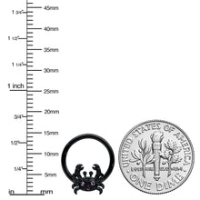 Load image into Gallery viewer, 16G 3/8 Purple Gem Black Chic Crab Hinged Segment Ring