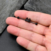 Load image into Gallery viewer, 14G Purple Gem Black Chic Crab Industrial Barbell 38mm