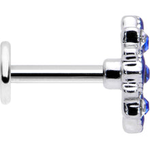 Load image into Gallery viewer, 16G 1/4 Clear Blue Gem Embellished Cross Labret