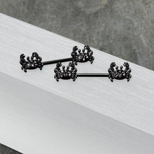 Load image into Gallery viewer, 14G 9/16 Purple Gem Black Chic Crab Barbell Nipple Ring Set