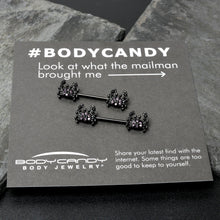 Load image into Gallery viewer, 14G 9/16 Purple Gem Black Chic Crab Barbell Nipple Ring Set
