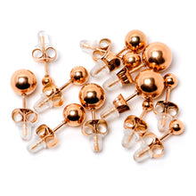 Load image into Gallery viewer, 3mm-8mm Ball Stud Rose Gold Tone 316L Stainless Steel Earrings 6 Pack