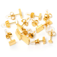 Load image into Gallery viewer, 3mm-8mm Square Stud Gold Tone 316L Stainless Steel Earrings 6 Pack