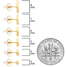 Load image into Gallery viewer, 3mm-8mm Square Stud Gold Tone 316L Stainless Steel Earrings 6 Pack