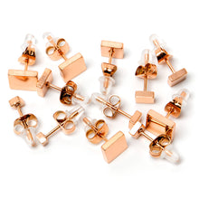 Load image into Gallery viewer, 3mm-8mm Square Stud Rose Gold Tone 316L Stainless Steel Earrings 6 Pack