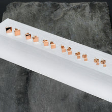 Load image into Gallery viewer, 3mm-8mm Square Stud Rose Gold Tone 316L Stainless Steel Earrings 6 Pack