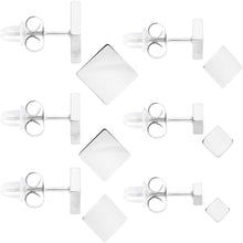 Load image into Gallery viewer, 3mm-8mm Square Stud 316L Stainless Steel Earrings 6 Pack