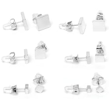 Load image into Gallery viewer, 3mm-8mm Square Stud 316L Stainless Steel Earrings 6 Pack