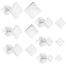 Load image into Gallery viewer, 3mm-8mm Square Stud 316L Stainless Steel Earrings 6 Pack