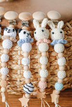 Load image into Gallery viewer, Modern Handmade Pacifier Chain Baby Teething Chains Crochet Rabbit Panda Beads Wooden Clips Wood Tiny Rod For Kids