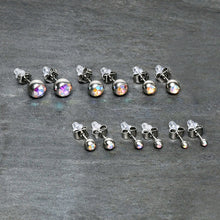 Load image into Gallery viewer, Aurora Gem 3mm to 8mm Ball End Stud Earrings Set of 6