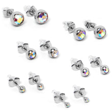 Load image into Gallery viewer, Aurora Gem 3mm to 8mm Ball End Stud Earrings Set of 6