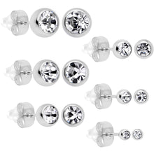 Load image into Gallery viewer, Clear Gem 3mm to 8mm Ball End Stud Earrings Set of 6