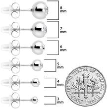 Load image into Gallery viewer, Clear Gem 3mm to 8mm Ball End Stud Earrings Set of 6