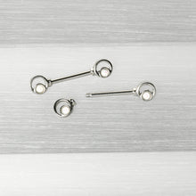 Load image into Gallery viewer, 14G 1/2 White Faux Opal Double Circle Barbell Nipple Ring Set