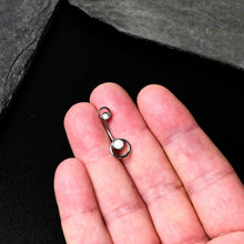 Load image into Gallery viewer, White Faux Opal Double Circle Double Mount Belly Ring