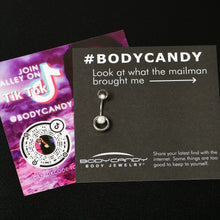 Load image into Gallery viewer, White Faux Opal Double Circle Double Mount Belly Ring