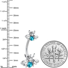 Load image into Gallery viewer, Blue Gem Bees Beautiful Insect Double Mount Belly Ring