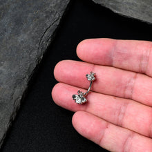 Load image into Gallery viewer, Clear Gem Bees Beautiful Insect Double Mount Belly Ring