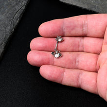 Load image into Gallery viewer, White Opalescent Bees Beautiful Insect Double Mount Belly Ring