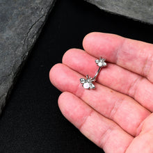 Load image into Gallery viewer, White Opalescent Bees Beautiful Insect Double Mount Belly Ring