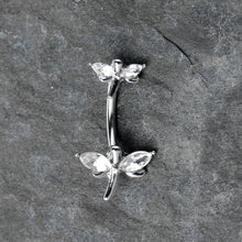 Load image into Gallery viewer, Clear Gem Simple Stylized Dragonfly Double Mount Belly Ring