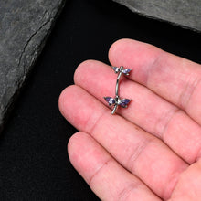 Load image into Gallery viewer, Purple Gem Simple Stylized Dragonfly Double Mount Belly Ring