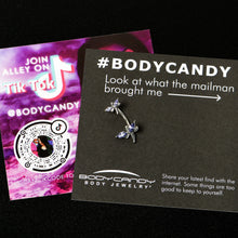 Load image into Gallery viewer, Purple Gem Simple Stylized Dragonfly Double Mount Belly Ring