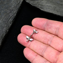 Load image into Gallery viewer, White Opalescent Simple Stylized Dragonfly Double Mount Belly Ring