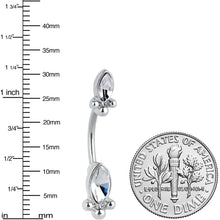 Load image into Gallery viewer, Clear Gem Art Deco Ovals Double Mount Belly Ring