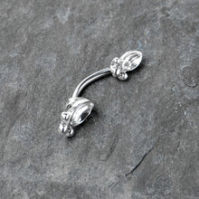 Load image into Gallery viewer, Clear Gem Art Deco Ovals Double Mount Belly Ring