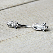 Load image into Gallery viewer, Clear Gem Art Deco Ovals Double Mount Belly Ring