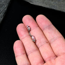 Load image into Gallery viewer, Pink Gem Art Deco Ovals Double Mount Belly Ring