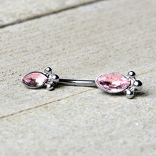 Load image into Gallery viewer, Pink Gem Art Deco Ovals Double Mount Belly Ring