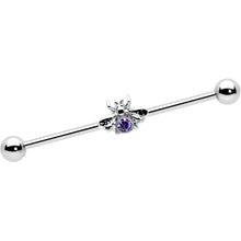 Load image into Gallery viewer, 14G Purple Gem Bee Beautiful Insect Industrial Barbell 38mm
