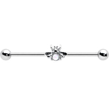 Load image into Gallery viewer, 14G White Faux Opal Bee Beautiful Insect Industrial Barbell 38mm