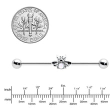 Load image into Gallery viewer, 14G White Faux Opal Bee Beautiful Insect Industrial Barbell 38mm