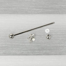 Load image into Gallery viewer, 14G White Faux Opal Bee Beautiful Insect Industrial Barbell 38mm