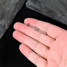 Load image into Gallery viewer, 14G Blue Gem Simple Stylized Dragonfly Industrial Barbell 38mm