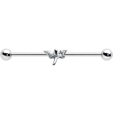 Load image into Gallery viewer, 14G Clear Gem Simple Stylized Dragonfly Industrial Barbell 38mm