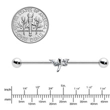 Load image into Gallery viewer, 14G Clear Gem Simple Stylized Dragonfly Industrial Barbell 38mm