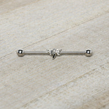 Load image into Gallery viewer, 14G Clear Gem Simple Stylized Dragonfly Industrial Barbell 38mm