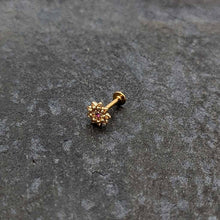 Load image into Gallery viewer, 16G 5/16 Pink Gem Gold Tone Starry Flower Labret Monroe Tragus
