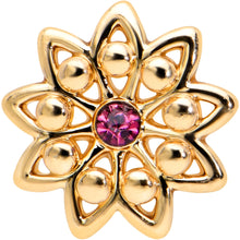 Load image into Gallery viewer, 20G 7mm Pink Gem Gold Tone Starry Flower L Shape Nose Ring