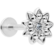 Load image into Gallery viewer, 16G 5/16 Clear Gem Starry Flower Labret Monroe Tragus